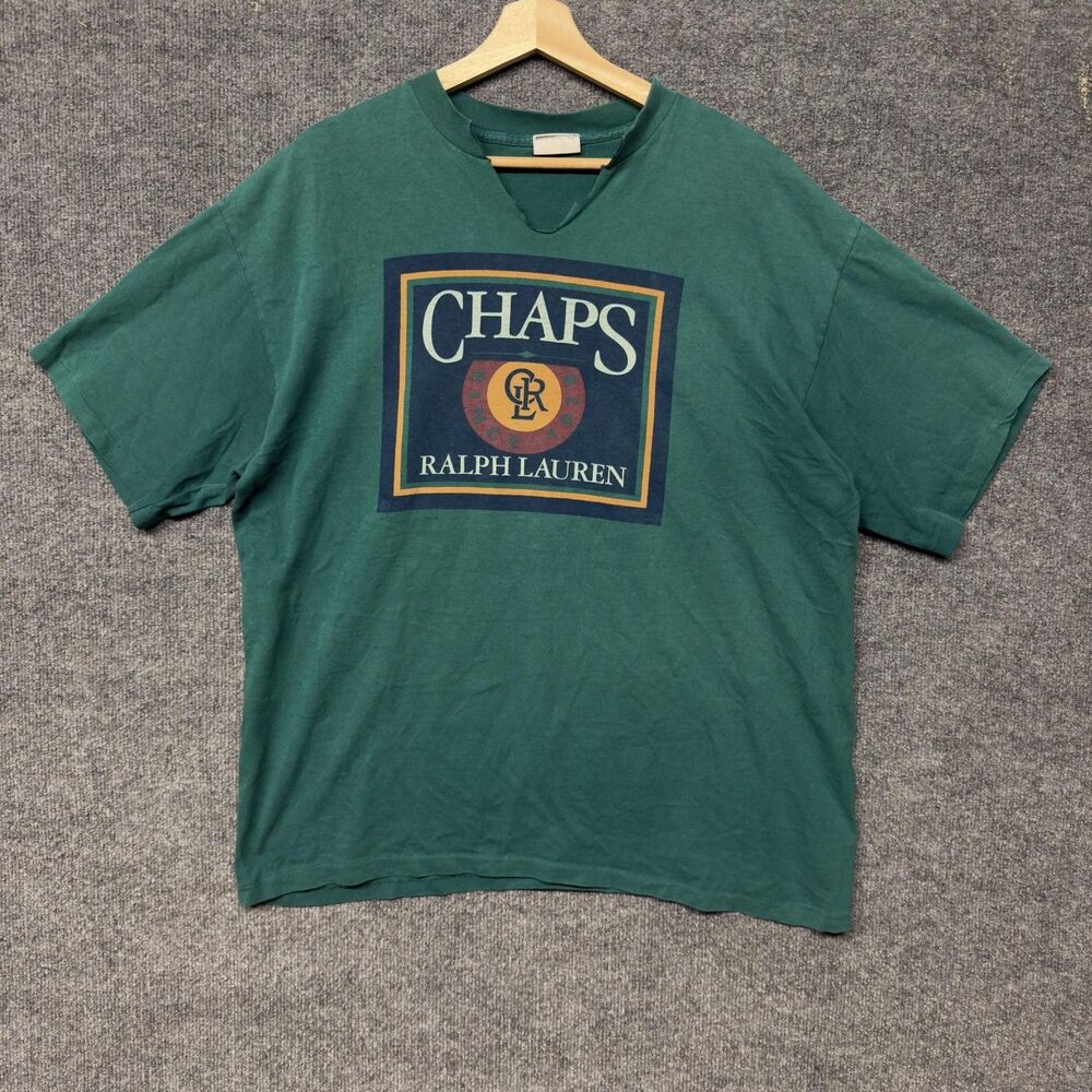 Vintage Chaps Ralph Lauren T Shirt Mens XL Logo Graphic Spirited Tradition 90s